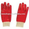 Rojo PVC sumergido guante para trabajo pesado